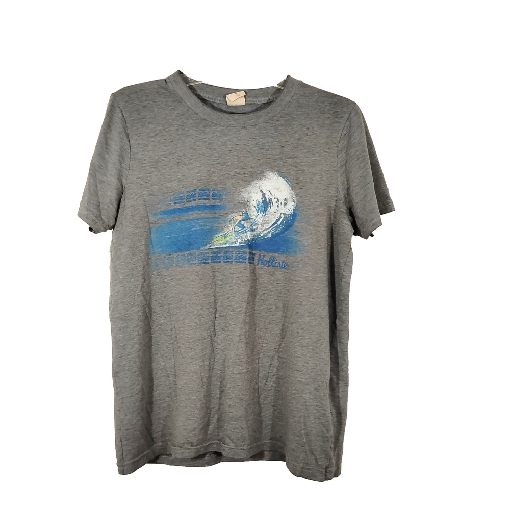 Hollister Mens Med Gray T-shirt Short Sleeve Surf Graphic